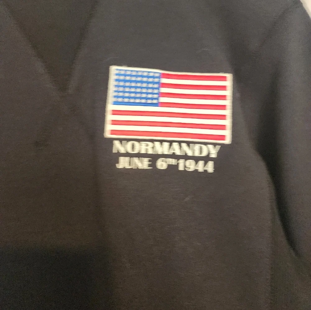 Normandy Day June 6th 1944 Black Crew Neck Pullover Ribbed Side NWOT Size M
